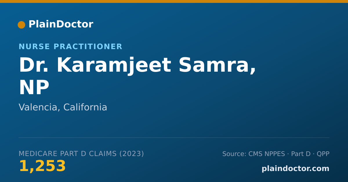 Shareable card for Karamjeet Samra, NP - Nurse Practitioner, Valencia, CA