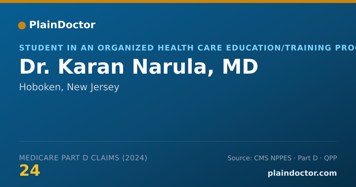 Shareable card for Karan Narula, MD - Student in an Organized Health Care Education/Training Program, Hoboken, NJ