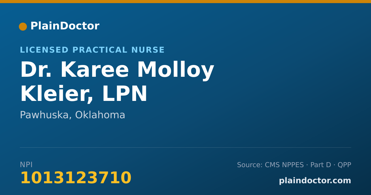 Shareable card for Karee Molloy Kleier, LPN - Licensed Practical Nurse, Pawhuska, OK