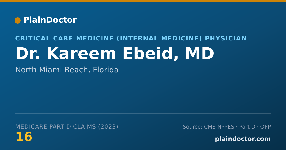 Shareable card for Kareem Ebeid, MD - Critical Care Medicine (Internal Medicine) Physician, North Miami Beach, FL