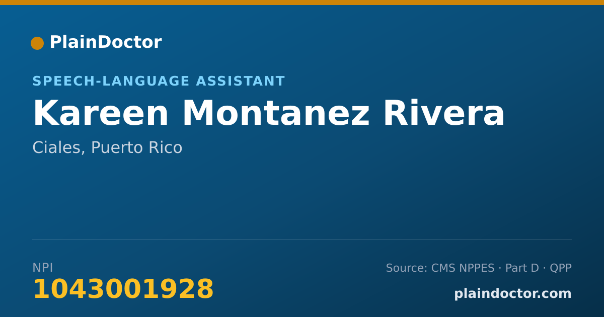 Shareable card for Kareen Montanez Rivera - Speech-Language Assistant, Ciales, PR