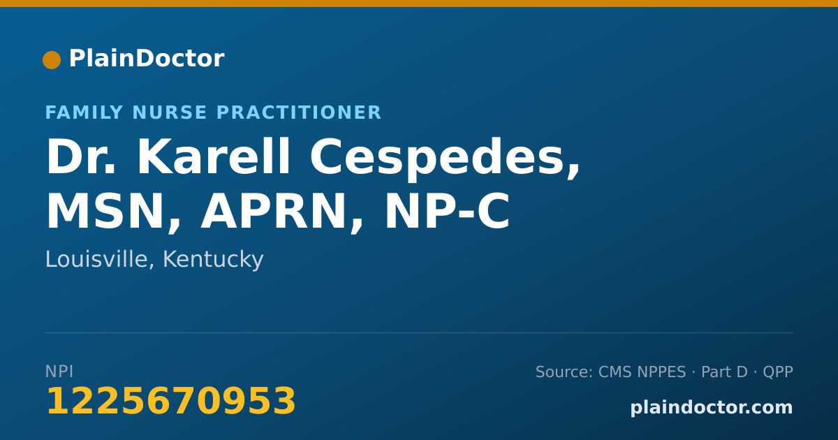 Shareable card for Karell Cespedes, MSN, APRN, NP-C - Family Nurse Practitioner, Louisville, KY