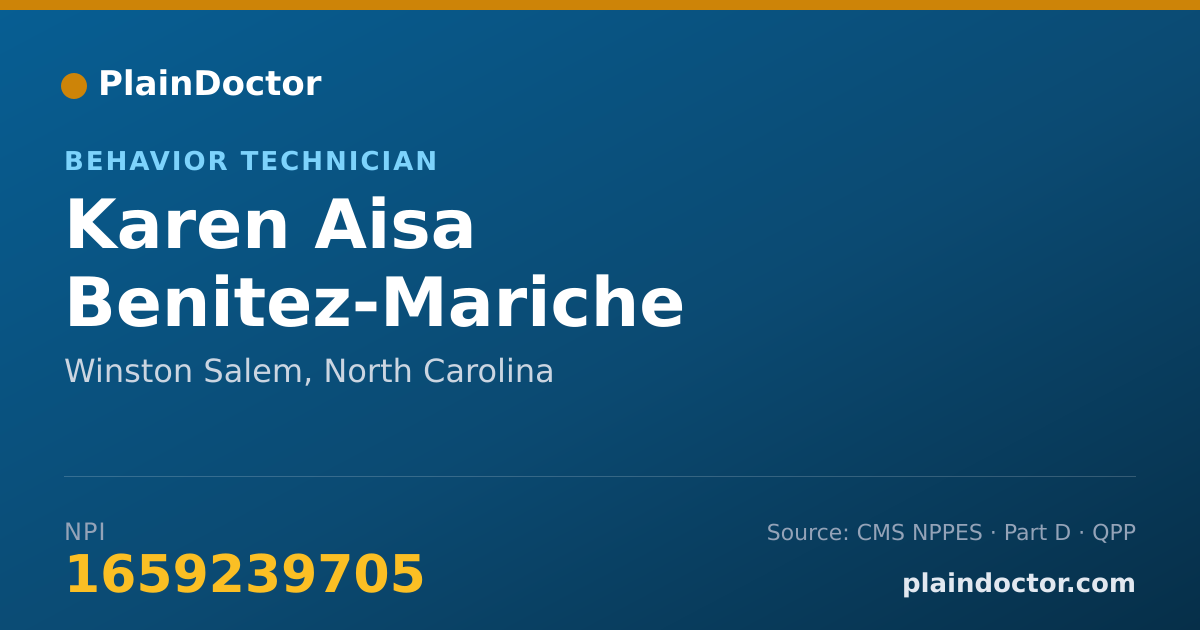Shareable card for Karen Aisa Benitez-Mariche - Behavior Technician, Winston Salem, NC