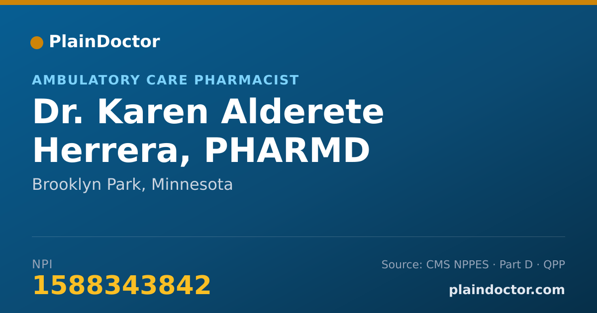 Shareable card for Karen Alderete Herrera, PHARMD - Ambulatory Care Pharmacist, Brooklyn Park, MN