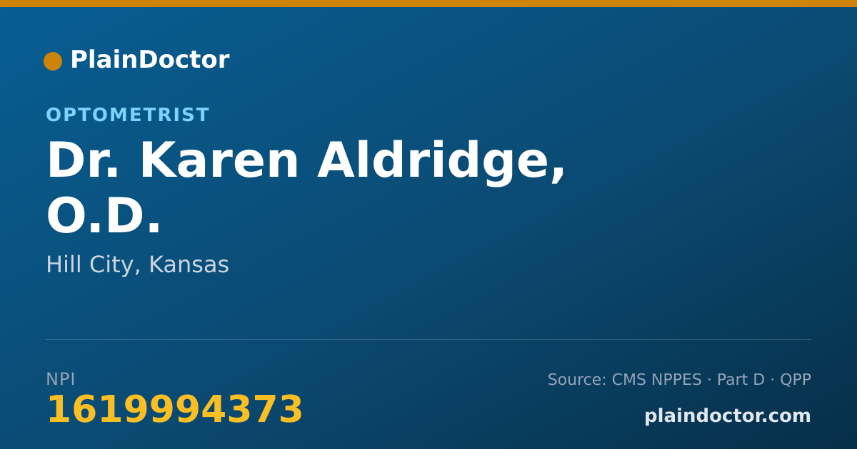 Shareable card for Karen Aldridge, O.D. - Optometrist, Hill City, KS