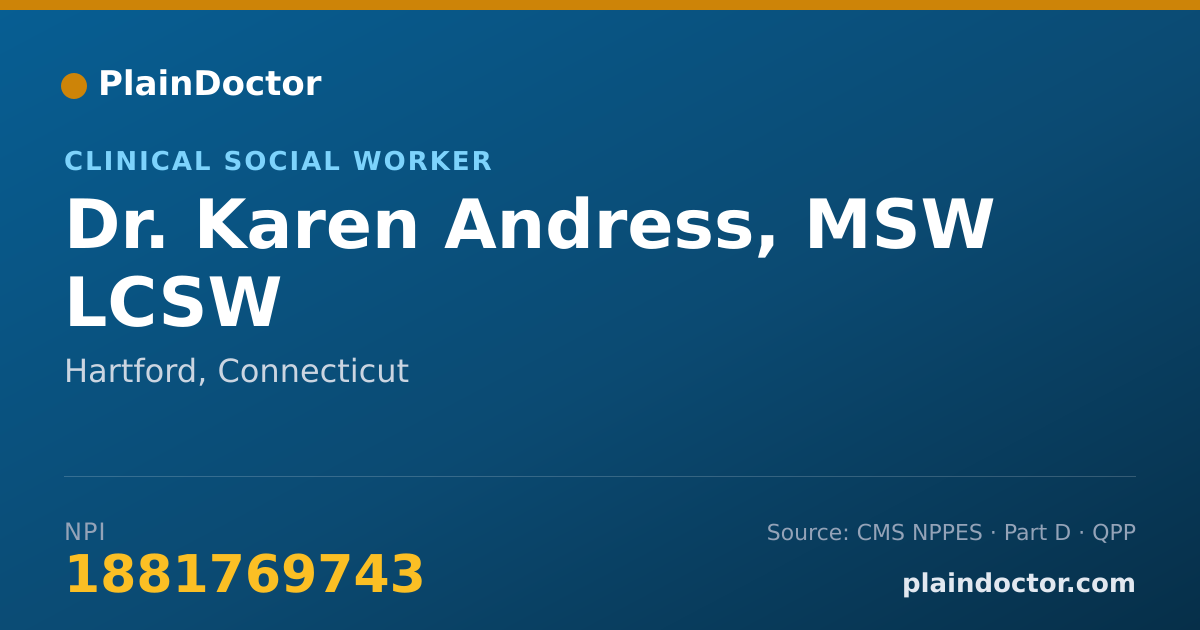 Shareable card for Karen Andress, MSW LCSW - Clinical Social Worker, Hartford, CT