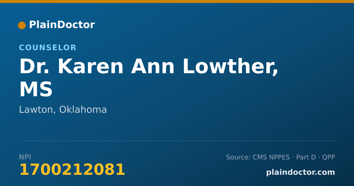 Shareable card for Karen Ann Lowther, MS - Counselor, Lawton, OK