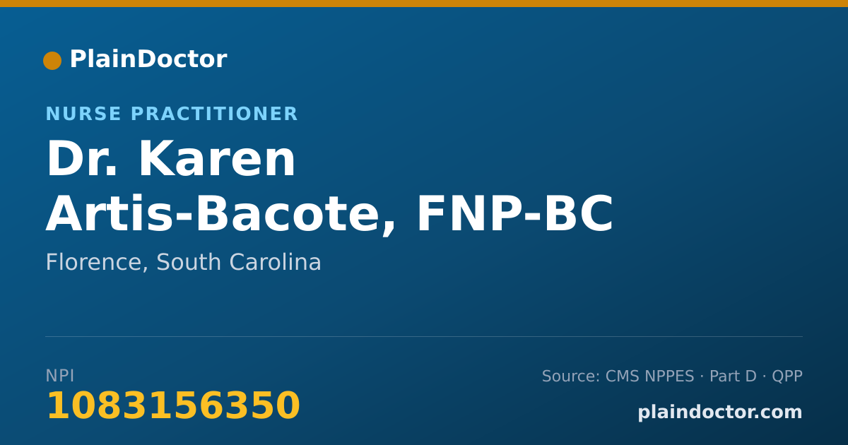 Shareable card for Karen Artis-Bacote, FNP-BC - Nurse Practitioner, Florence, SC