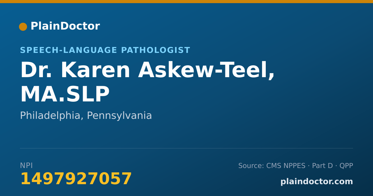 Shareable card for Karen Askew-Teel, MA.SLP - Speech-Language Pathologist, Philadelphia, PA