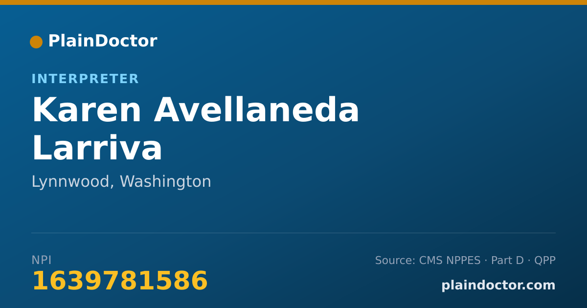 Shareable card for Karen Avellaneda Larriva - Interpreter, Lynnwood, WA