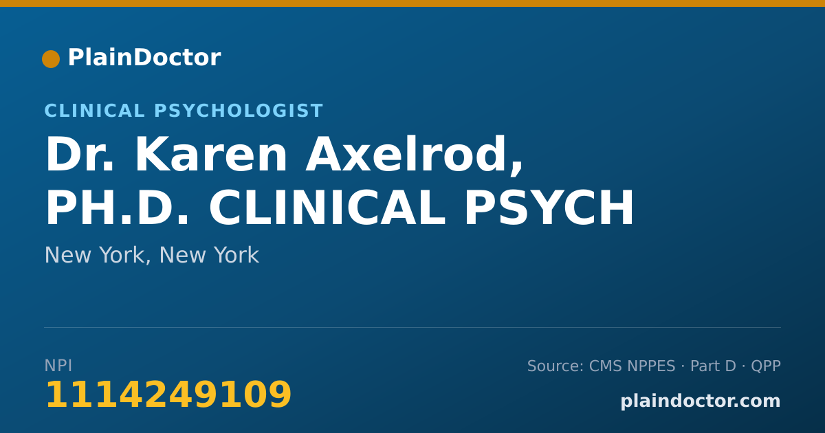 Shareable card for Karen Axelrod, PH.D. CLINICAL PSYCH - Clinical Psychologist, New York, NY