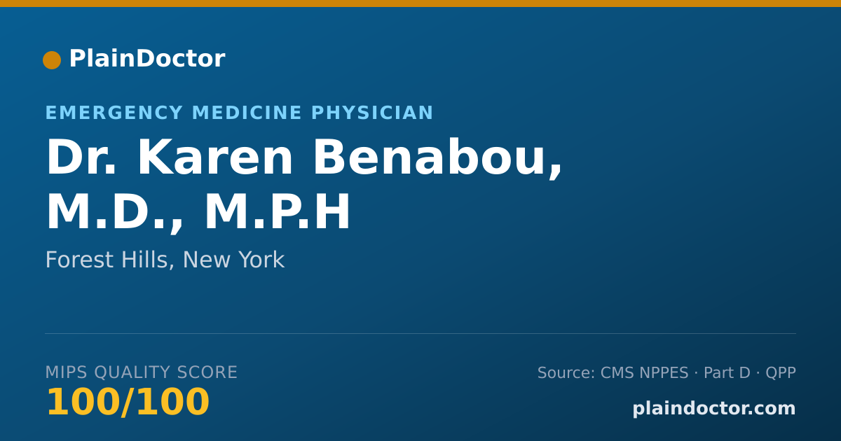 Shareable card for Karen Benabou, M.D., M.P.H - Emergency Medicine Physician, Forest Hills, NY