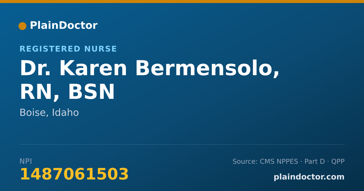 Shareable card for Karen Bermensolo, RN, BSN - Registered Nurse, Boise, ID
