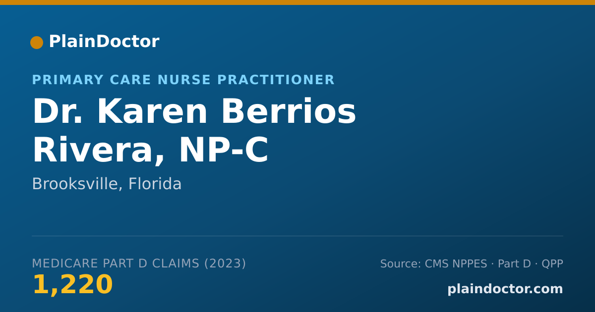 Shareable card for Karen Berrios Rivera, NP-C - Primary Care Nurse Practitioner, Brooksville, FL