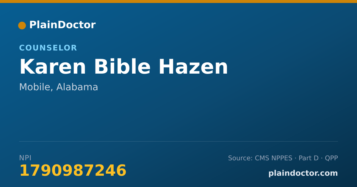 Shareable card for Karen Bible Hazen - Counselor, Mobile, AL