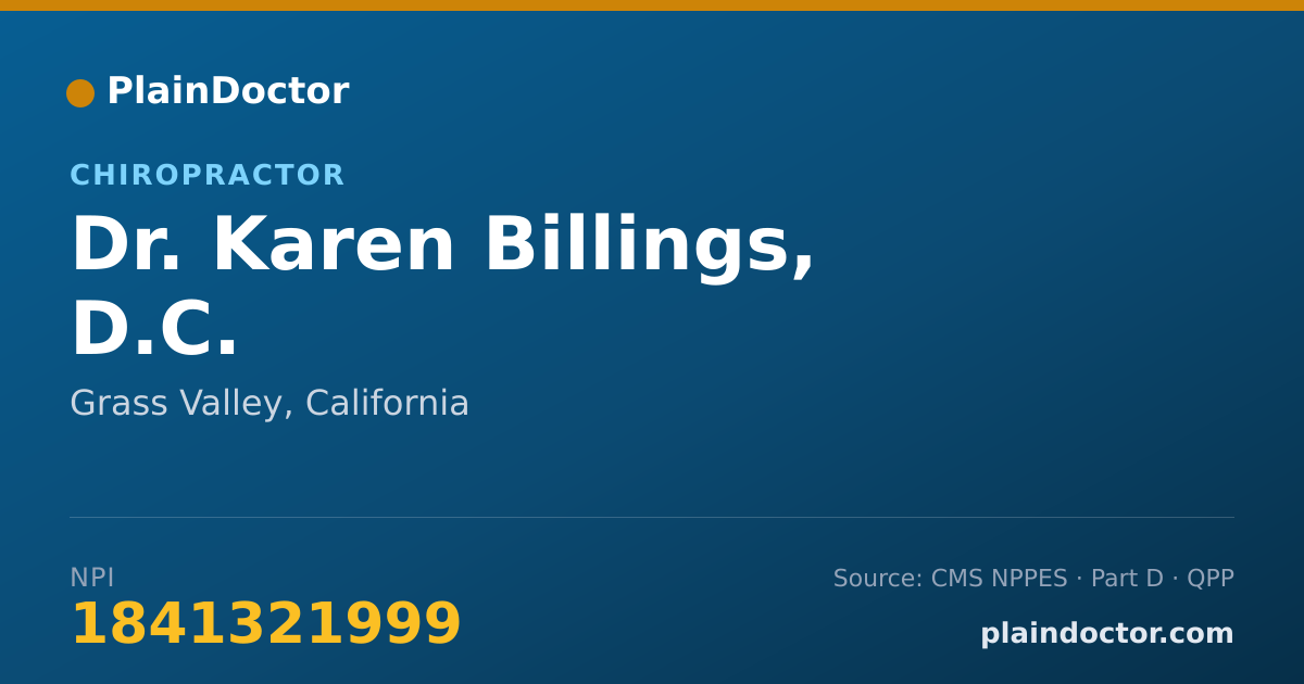 Shareable card for Karen Billings, D.C. - Chiropractor, Grass Valley, CA