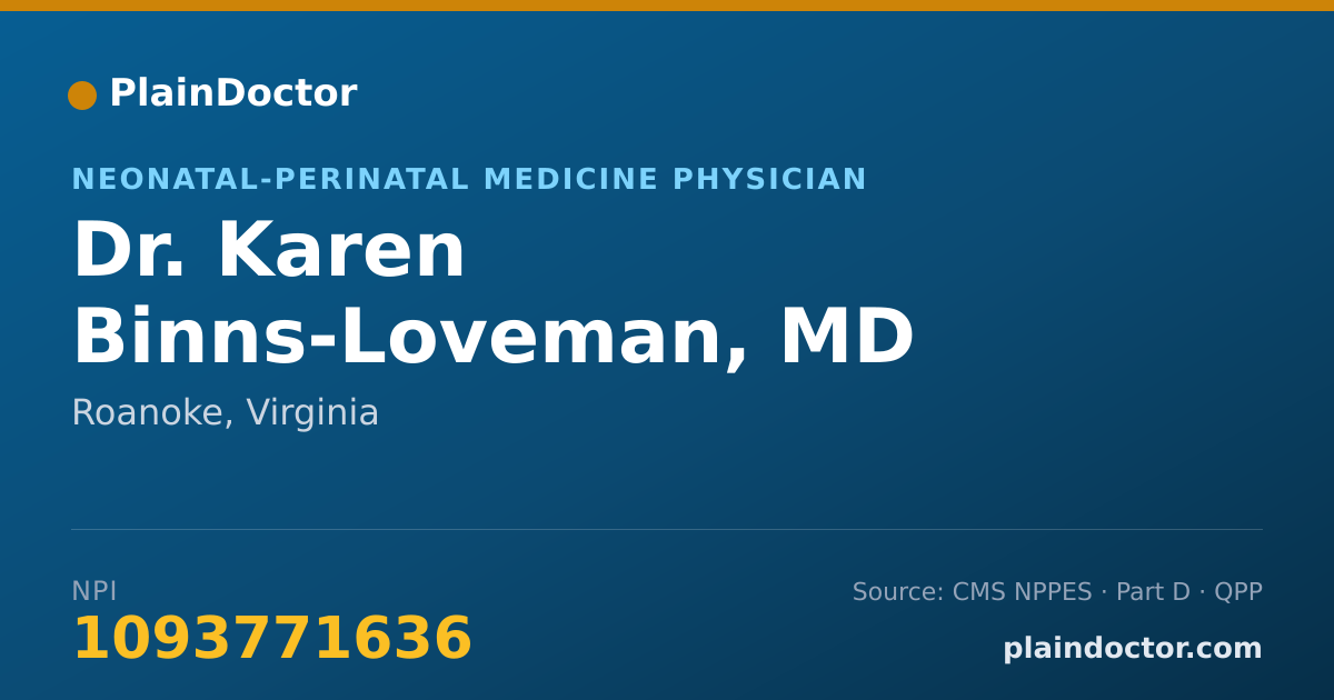 Shareable card for Karen Binns-Loveman, MD - Neonatal-Perinatal Medicine Physician, Roanoke, VA