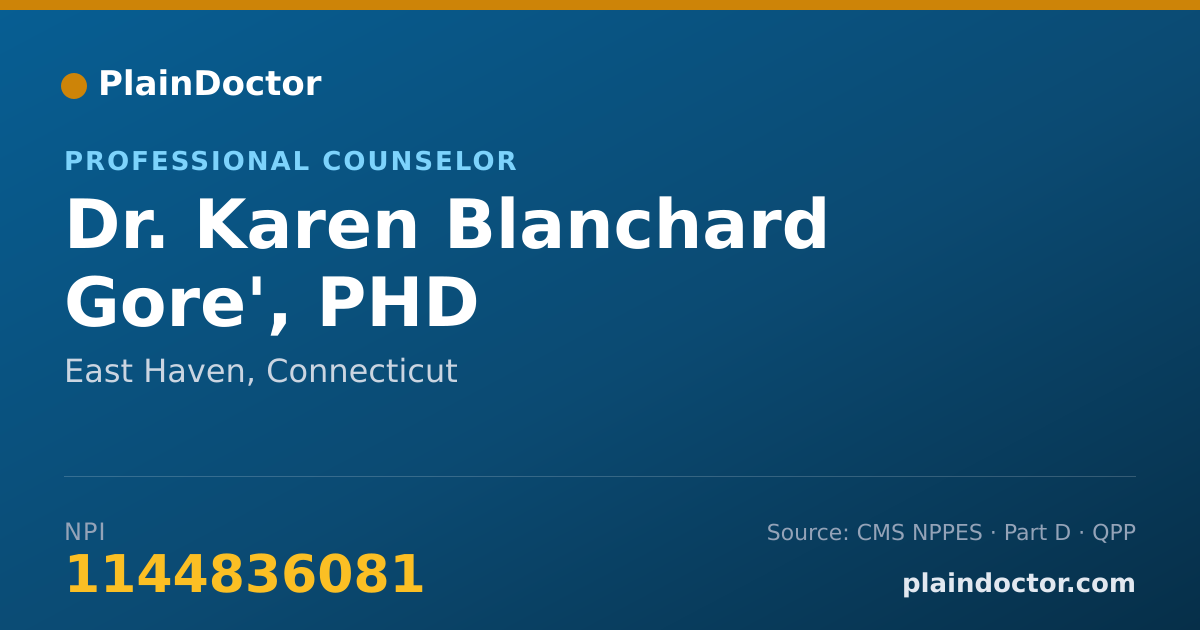 Shareable card for Karen Blanchard Gore', PHD - Professional Counselor, East Haven, CT
