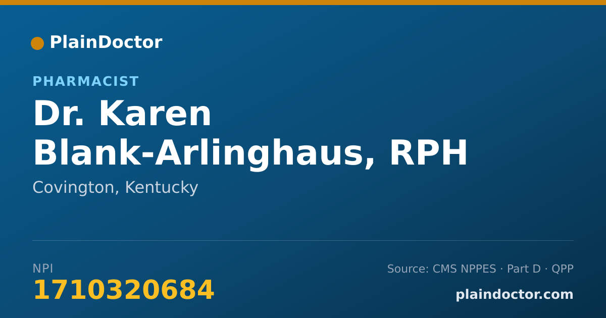 Shareable card for Karen Blank-Arlinghaus, RPH - Pharmacist, Covington, KY
