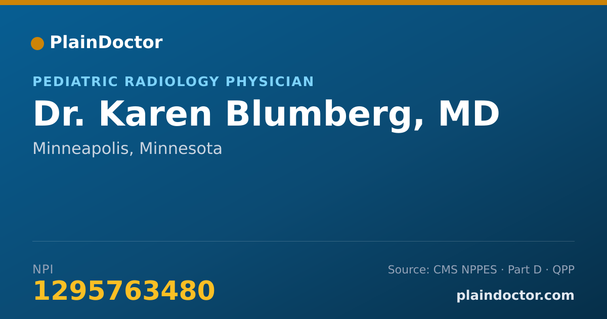 Shareable card for Karen Blumberg, MD - Pediatric Radiology Physician, Minneapolis, MN