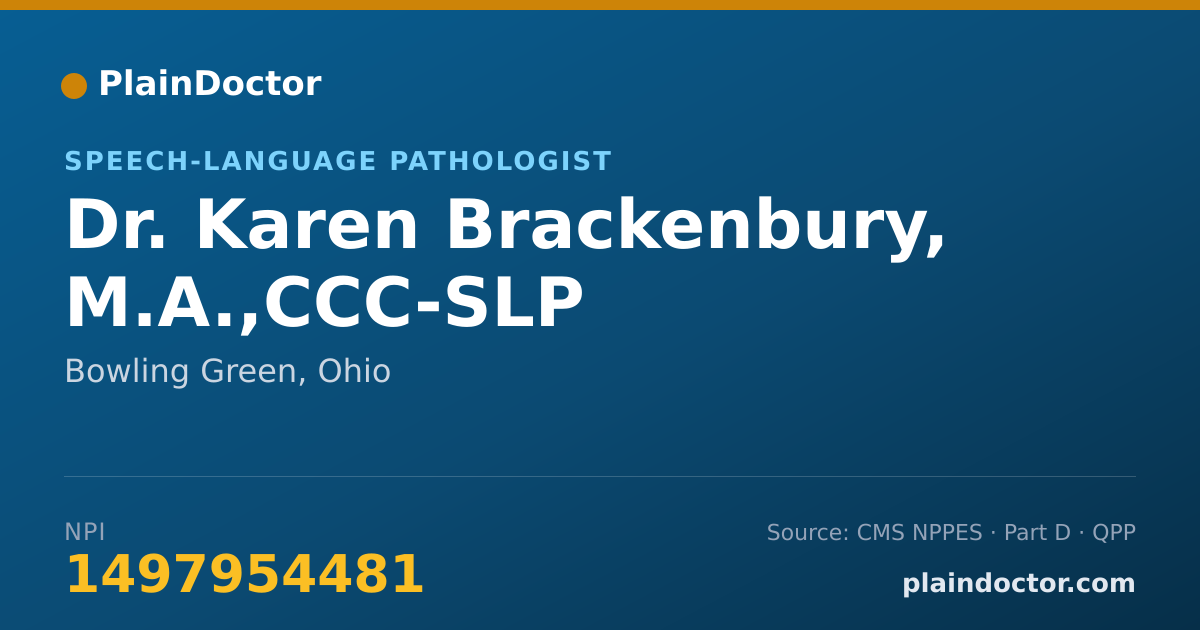 Shareable card for Karen Brackenbury, M.A.,CCC-SLP - Speech-Language Pathologist, Bowling Green, OH