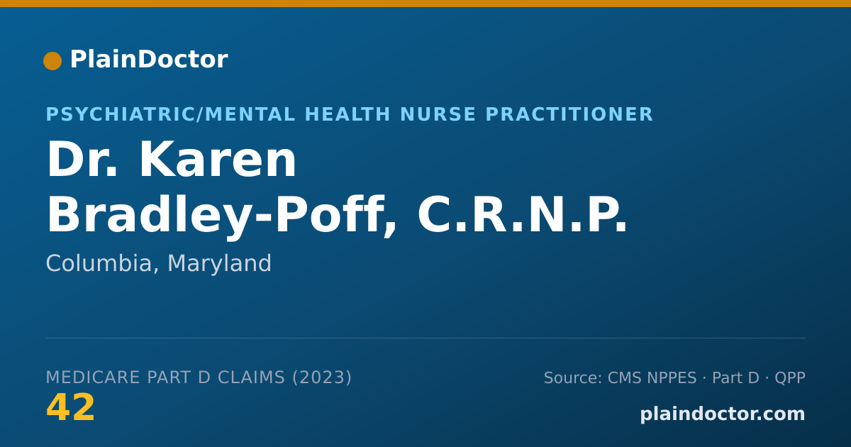 Shareable card for Karen Bradley-Poff, C.R.N.P. - Psychiatric/Mental Health Nurse Practitioner, Columbia, MD