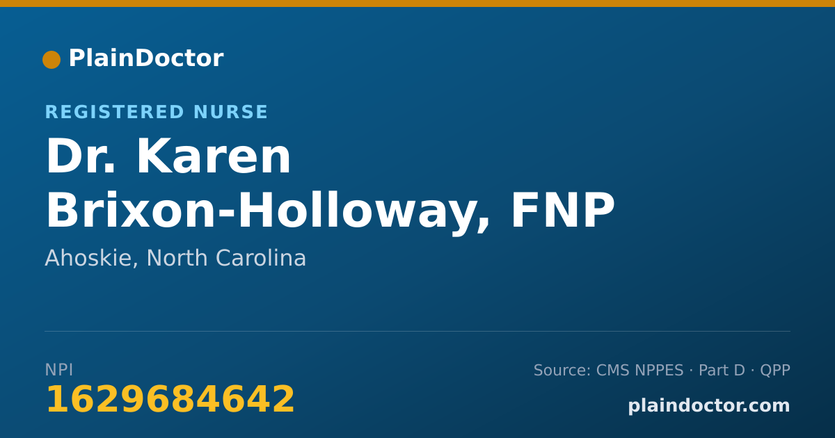 Shareable card for Karen Brixon-Holloway, FNP - Registered Nurse, Ahoskie, NC