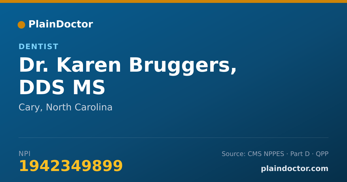 Shareable card for Karen Bruggers, DDS MS - Dentist, Cary, NC