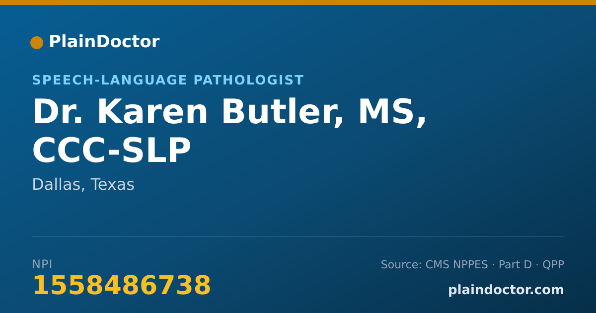 Shareable card for Karen Butler, MS, CCC-SLP - Speech-Language Pathologist, Dallas, TX