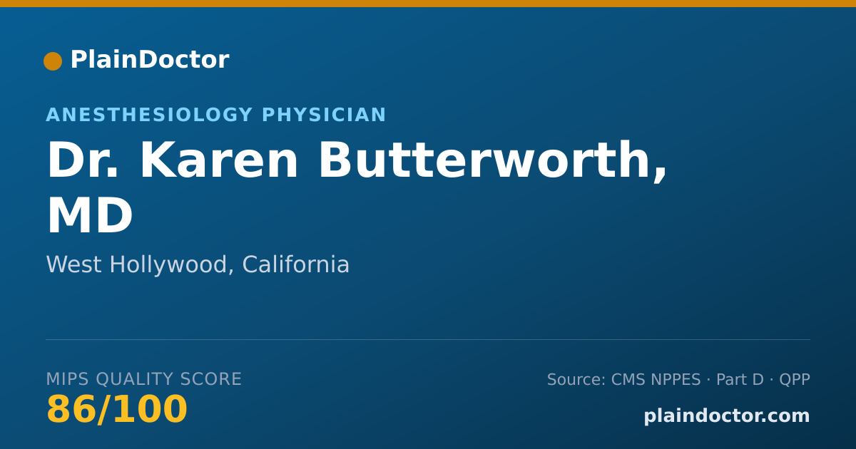 Shareable card for Karen Butterworth, MD - Anesthesiology Physician, West Hollywood, CA