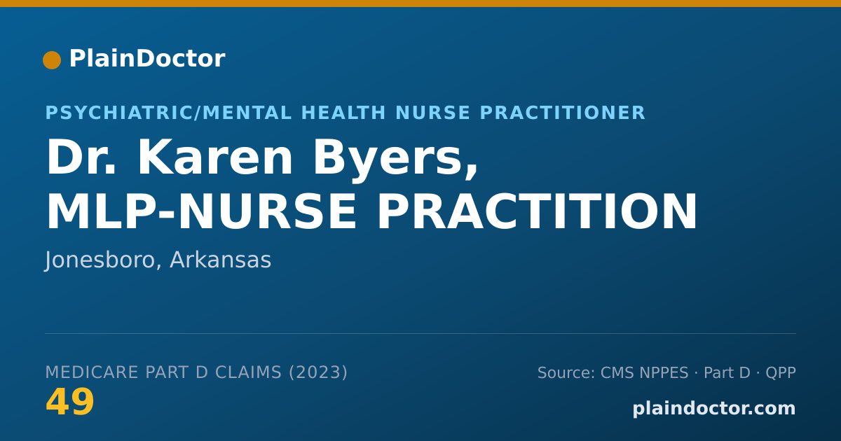 Shareable card for Karen Byers, MLP-NURSE PRACTITION - Psychiatric/Mental Health Nurse Practitioner, Jonesboro, AR