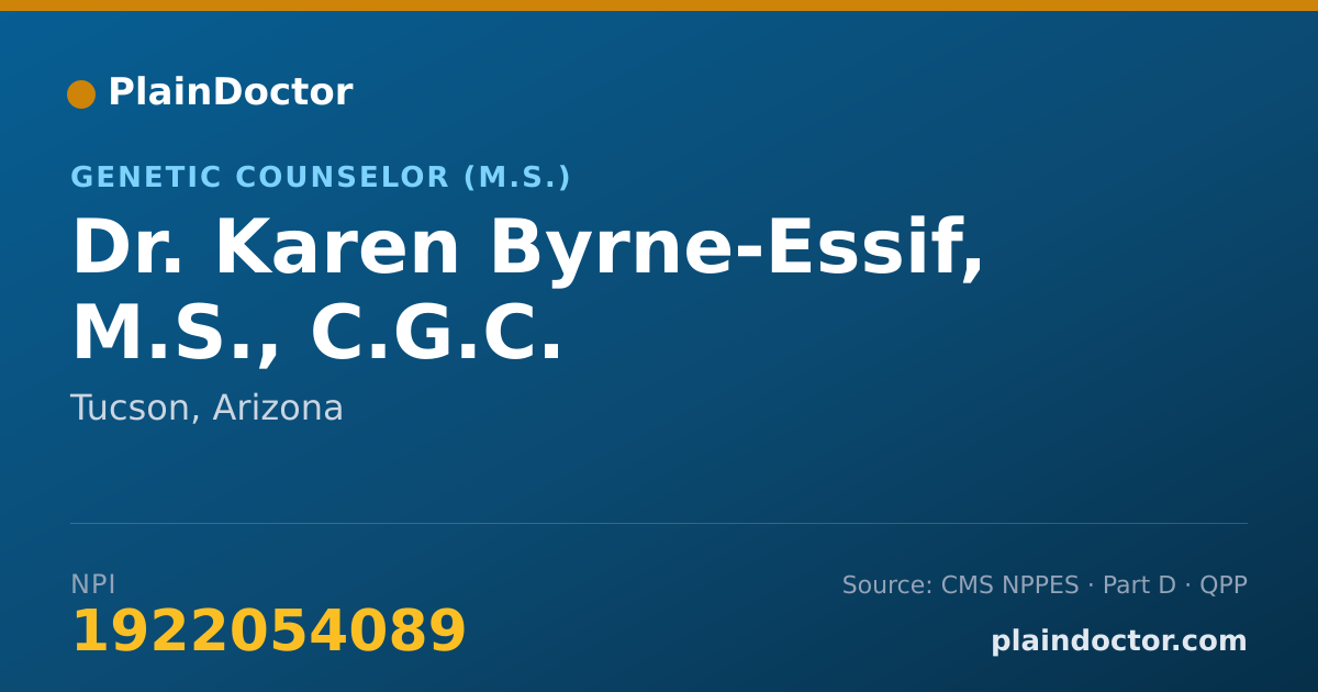 Shareable card for Karen Byrne-Essif, M.S., C.G.C. - Genetic Counselor (M.S.), Tucson, AZ