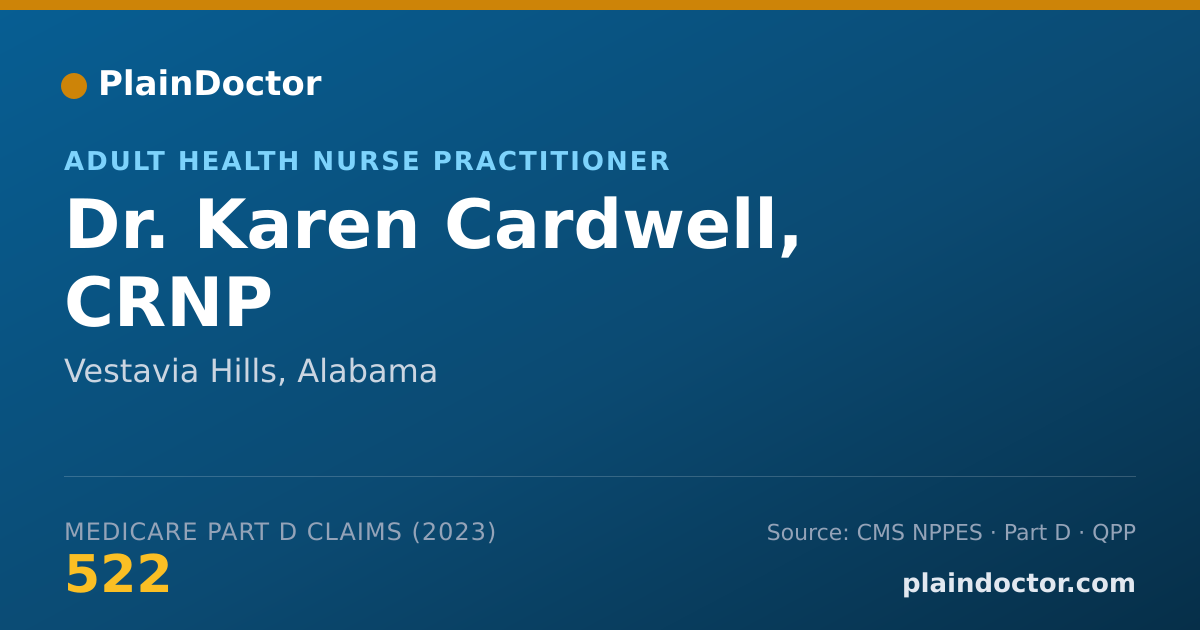 Shareable card for Karen Cardwell, CRNP - Adult Health Nurse Practitioner, Vestavia Hills, AL