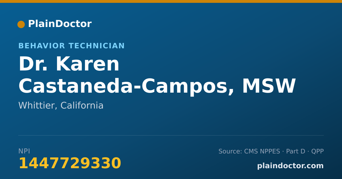 Shareable card for Karen Castaneda-Campos, MSW - Behavior Technician, Whittier, CA
