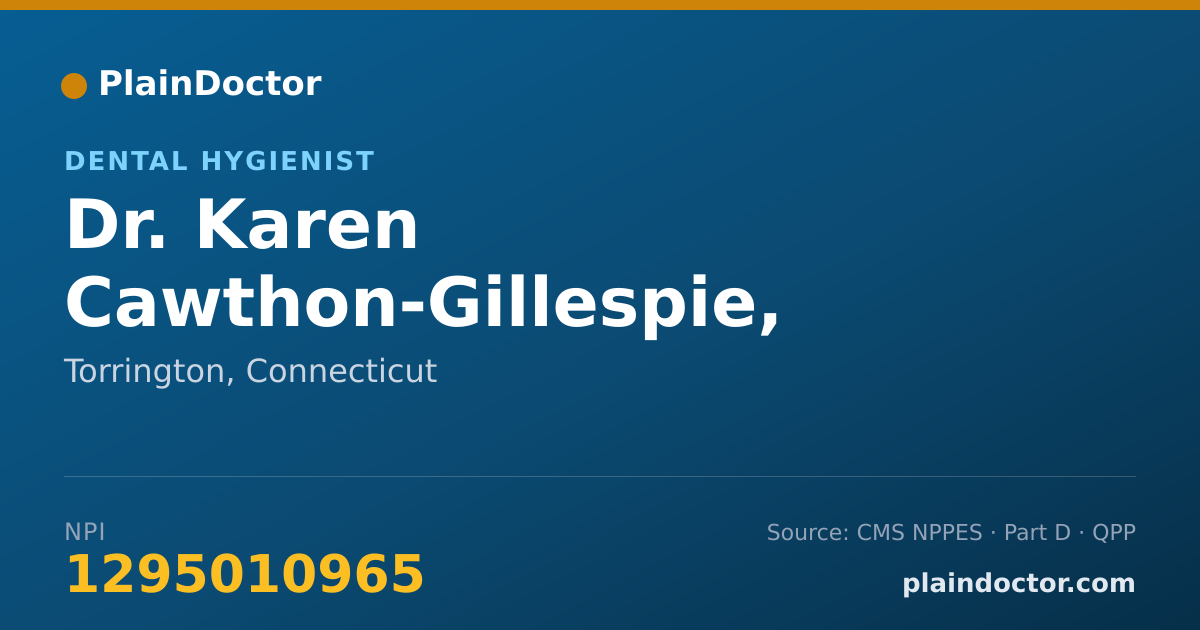 Shareable card for Karen Cawthon-Gillespie, R.D.H. - Dental Hygienist, Torrington, CT