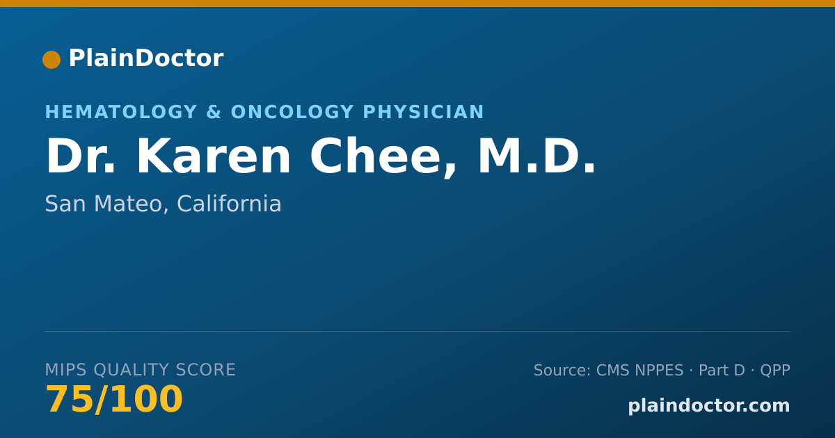 Shareable card for Karen Chee, M.D. - Hematology & Oncology Physician, San Mateo, CA