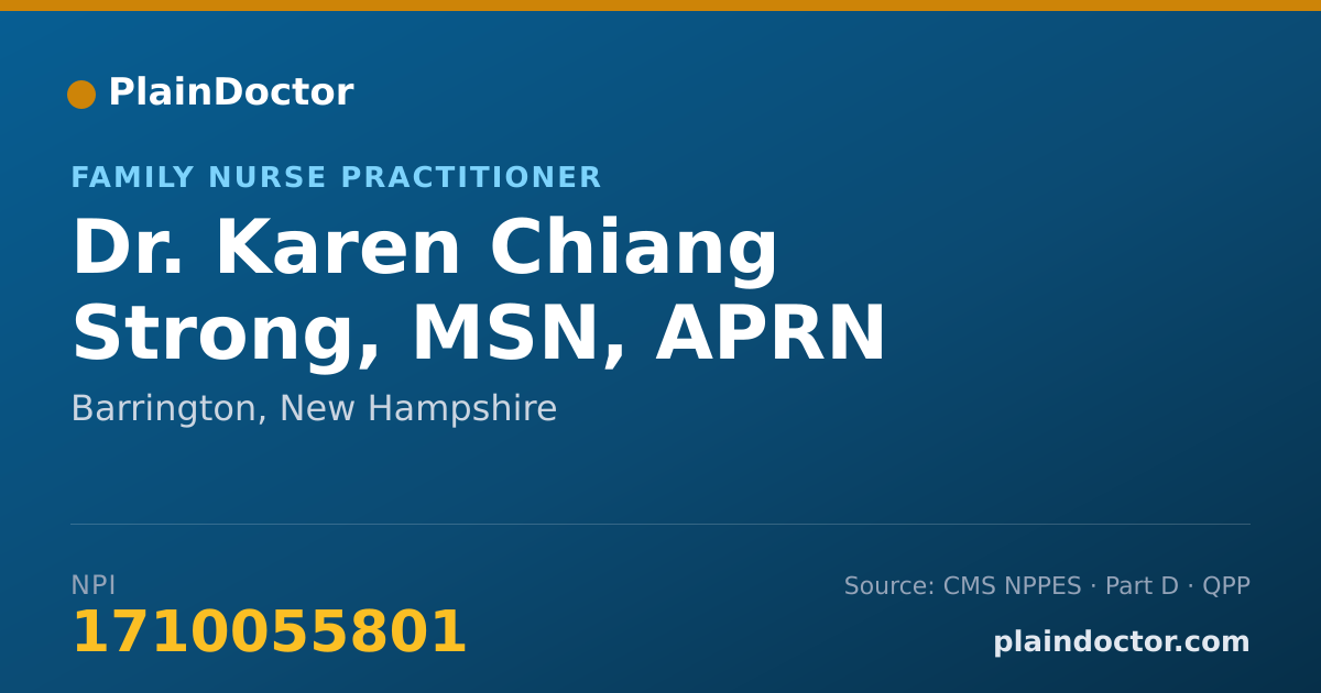 Shareable card for Karen Chiang Strong, MSN, APRN - Family Nurse Practitioner, Barrington, NH