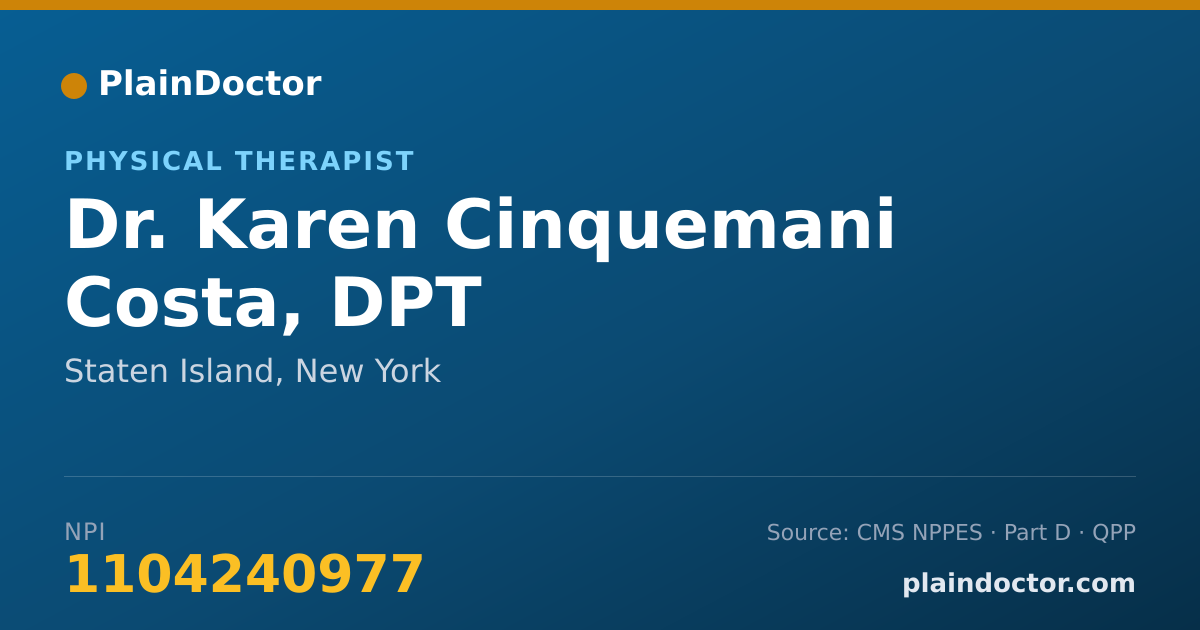 Shareable card for Karen Cinquemani Costa, DPT - Physical Therapist, Staten Island, NY