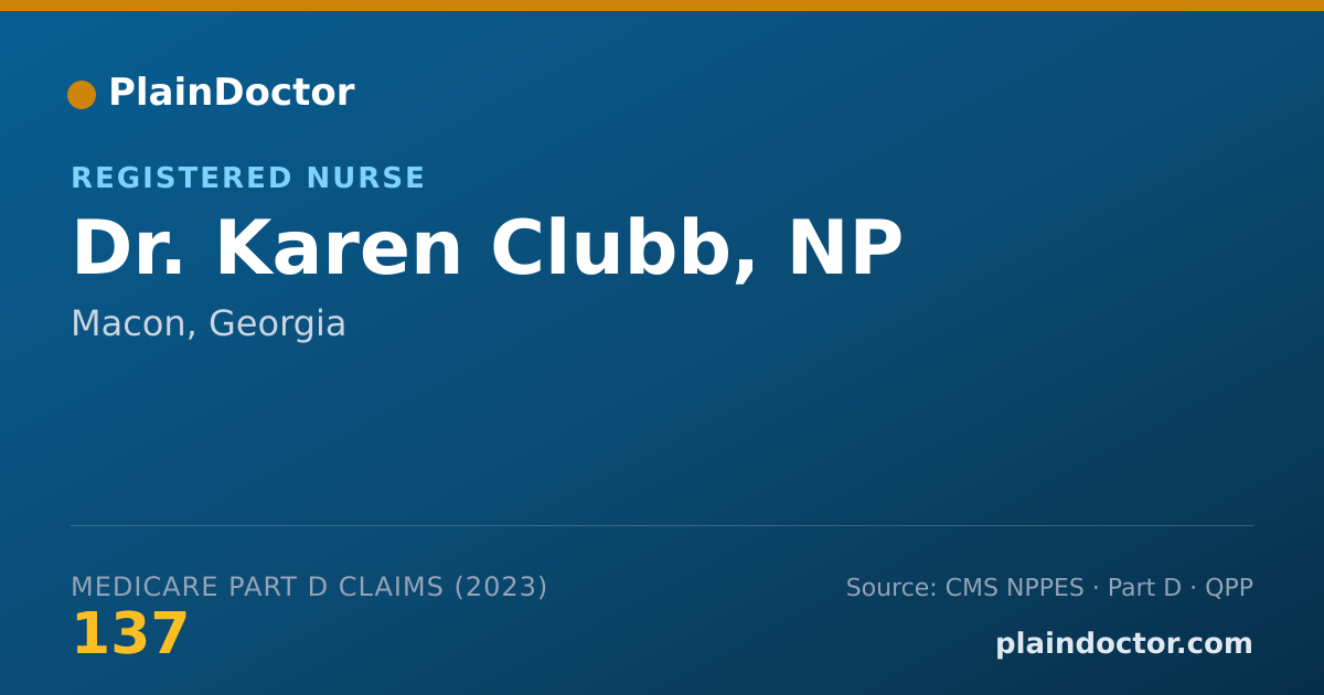 Shareable card for Karen Clubb, NP - Registered Nurse, Macon, GA