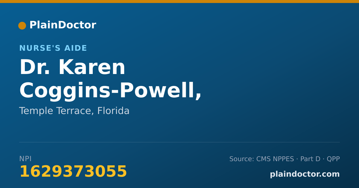 Shareable card for Karen Coggins-Powell, A.A.,B.A.,M.S.,CNA., - Nurse's Aide, Temple Terrace, FL
