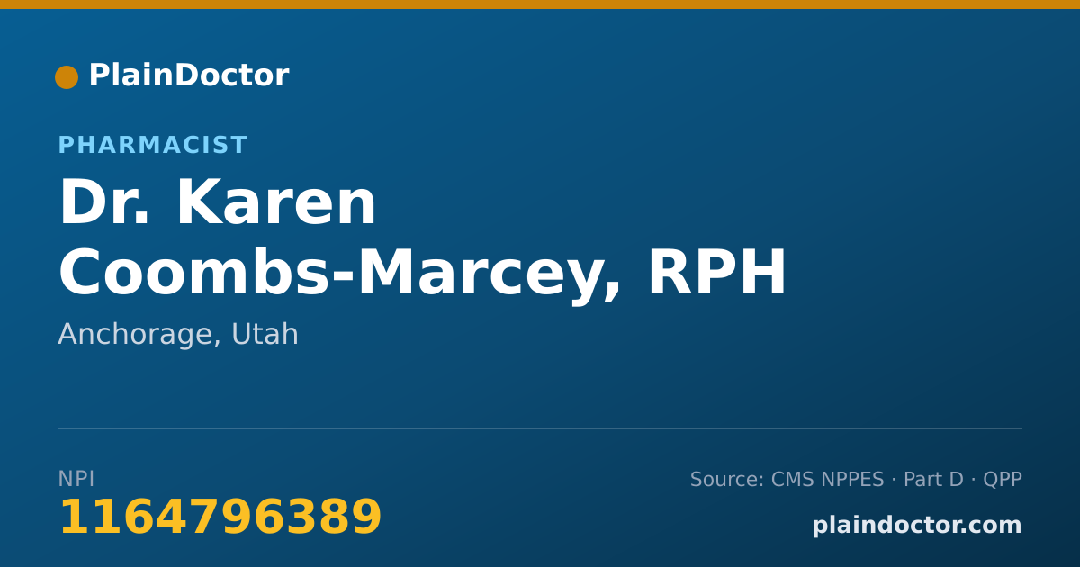Shareable card for Karen Coombs-Marcey, RPH - Pharmacist, Anchorage, UT