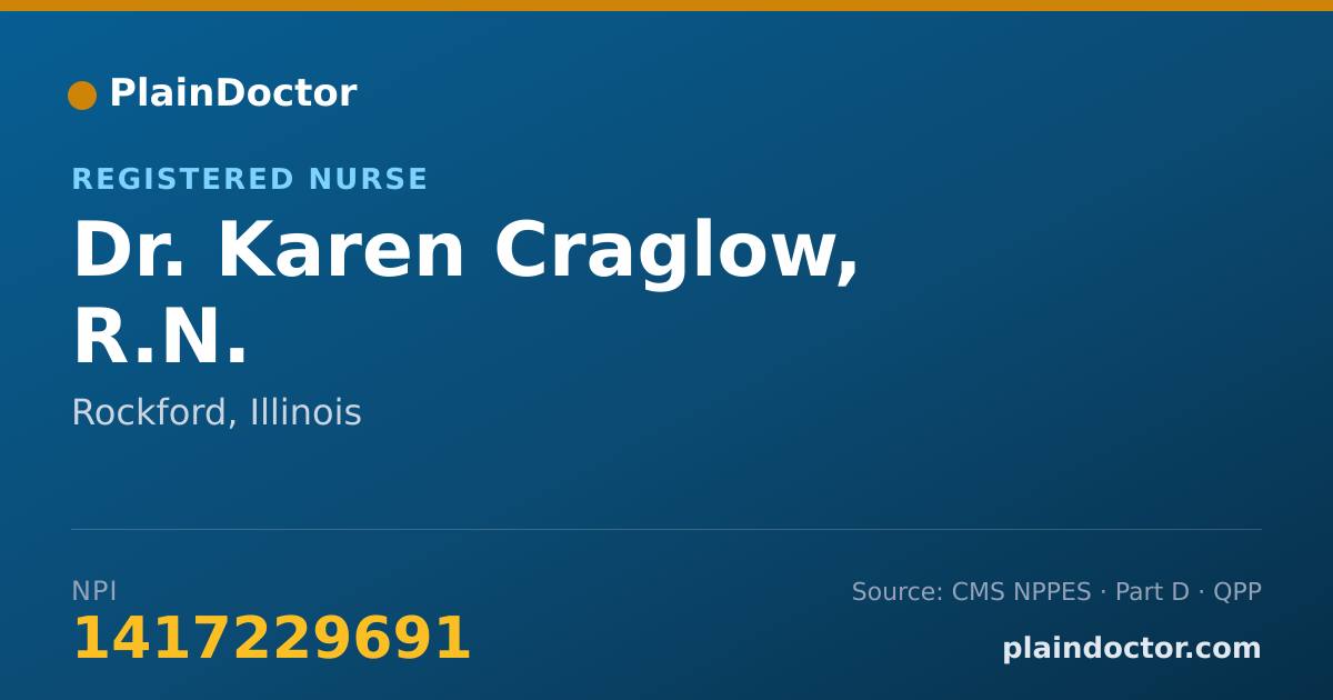 Shareable card for Karen Craglow, R.N. - Registered Nurse, Rockford, IL