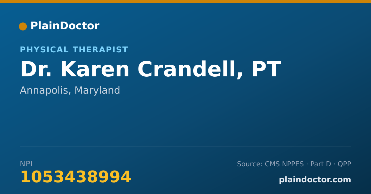 Shareable card for Karen Crandell, PT - Physical Therapist, Annapolis, MD