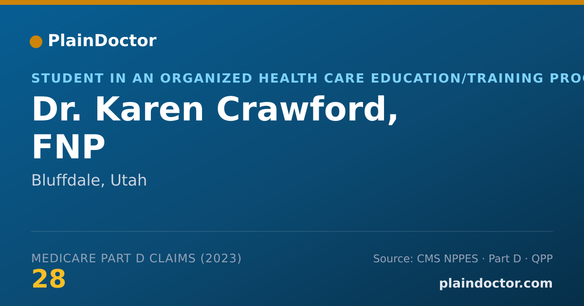 Shareable card for Karen Crawford, FNP - Student in an Organized Health Care Education/Training Program, Bluffdale, UT