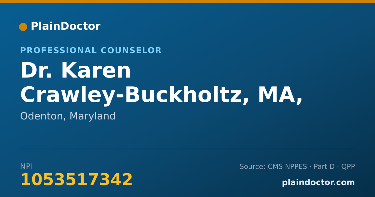 Shareable card for Karen Crawley-Buckholtz, MA, LCPC - Professional Counselor, Odenton, MD