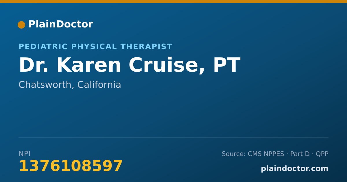 Shareable card for Karen Cruise, PT - Pediatric Physical Therapist, Chatsworth, CA