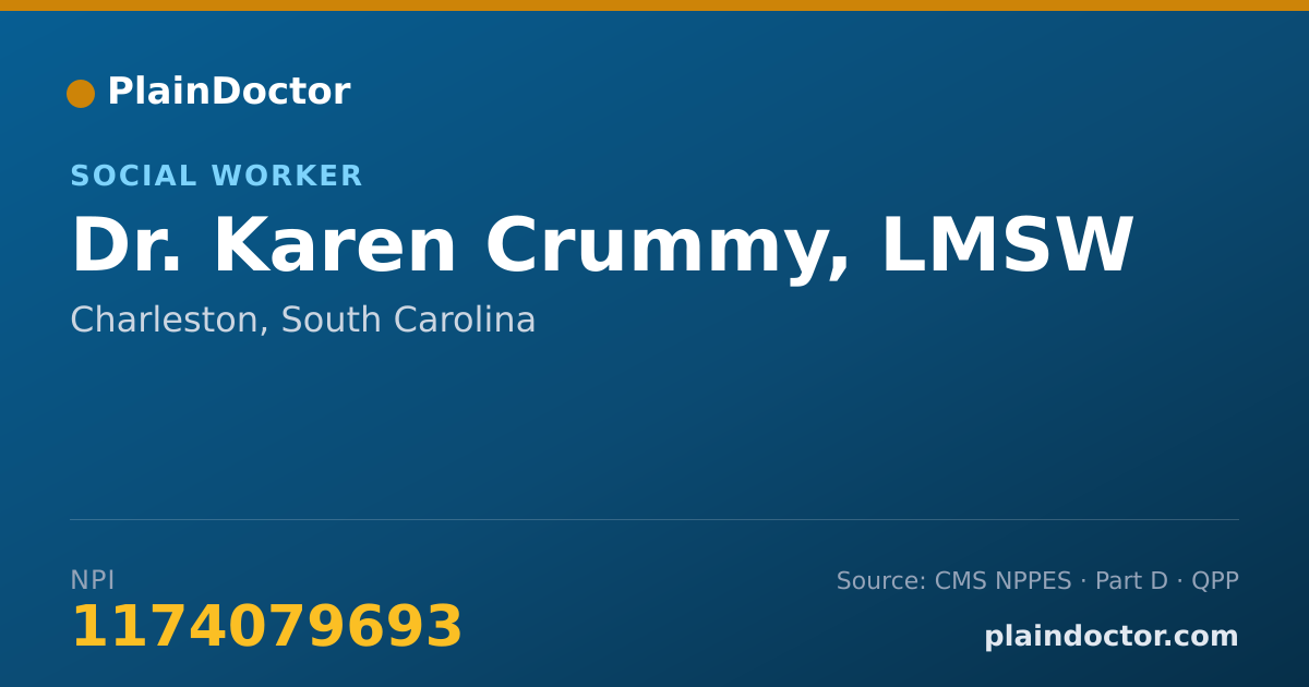 Shareable card for Karen Crummy, LMSW - Social Worker, Charleston, SC