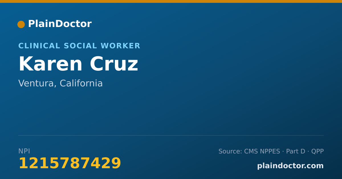 Shareable card for Karen Cruz - Clinical Social Worker, Ventura, CA