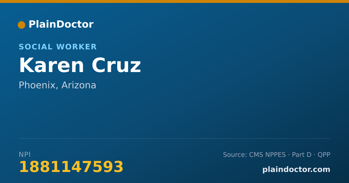 Shareable card for Karen Cruz - Social Worker, Phoenix, AZ