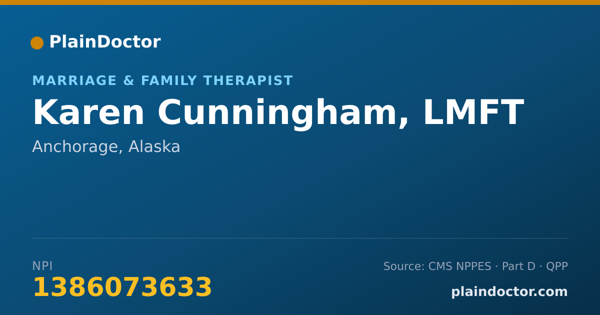 Shareable card for Karen Cunningham, LMFT - Marriage & Family Therapist, Anchorage, AK
